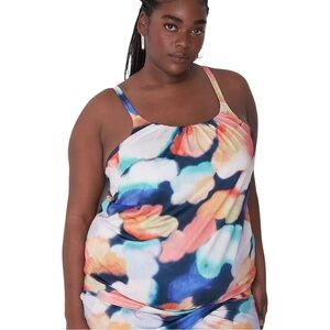 Swim by CACIQUE Geometric Lightly Lined Swimwear Tankini Plus Size 24 NWT